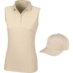 2023 Pikeur Womens Jarla Sleeveless Polo Shirt & Cap For £10 Bundle - Vanilla Cream / Beige / Ivory
